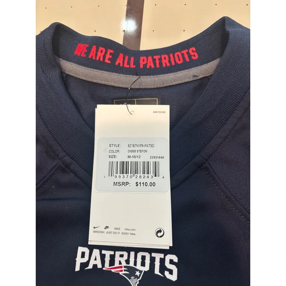 Nike New England Patriots Stefon Diggs 8 Youth Medium Jersey Navy Blue NFL New